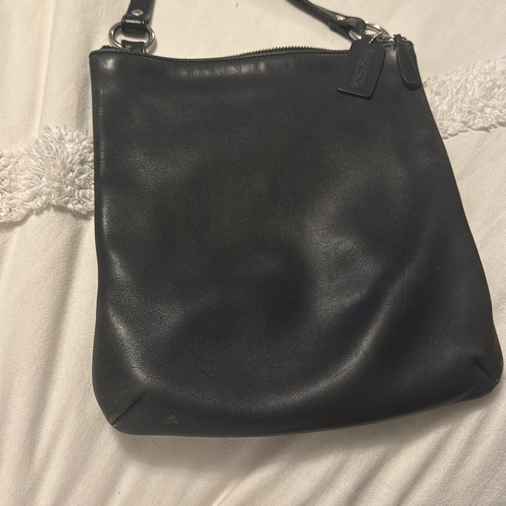 Solid black vintage Coach crossbody purse